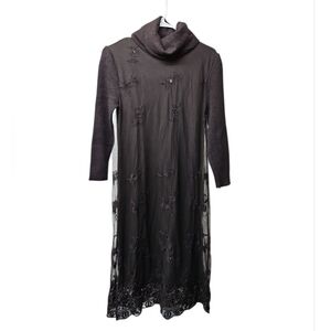 SUNDANCE CATALOGUE Eventide Mohair Beaded Mesh Overlay Sweater Midi Dress Sz XS